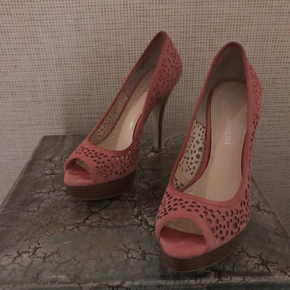 Enzo Angiolini 4" platform, pierced pink suede,